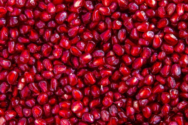 Close up of fresh organic pomegranate seeds