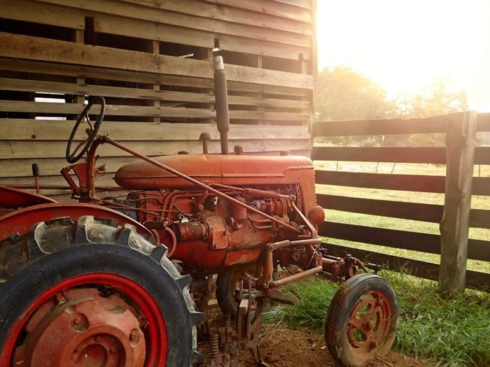 vintage red tractor