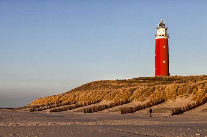 Lighthouse on Texel in the setting sun