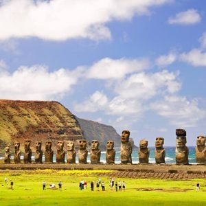 CHILE - FEBRUARY 6: Moais of Ahu Tongariki on Easter Island, Chile.