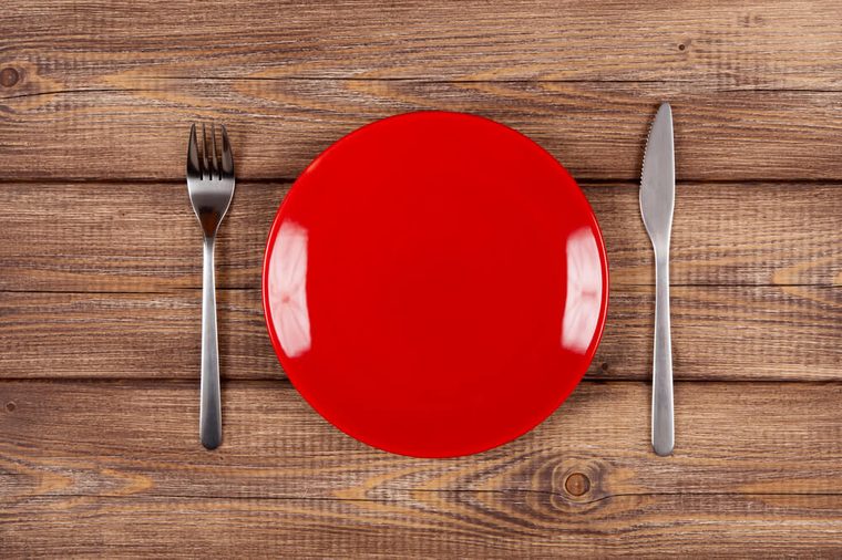 Empty plate on a wooden table