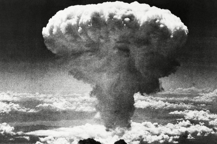 A mushroom cloud rises moments after the atomic bomb was dropped on Nagasaki, southern Japan. On two days in August 1945, U.S. planes dropped two atomic bombs, one on Hiroshima, one on Nagasaki, the first and only time nuclear weapons have been used. Their destructive power was unprecedented, incinerating buildings and people, and leaving lifelong scars on survivors, not just physical but also psychological, and on the cities themselves. Days later, World War II was over