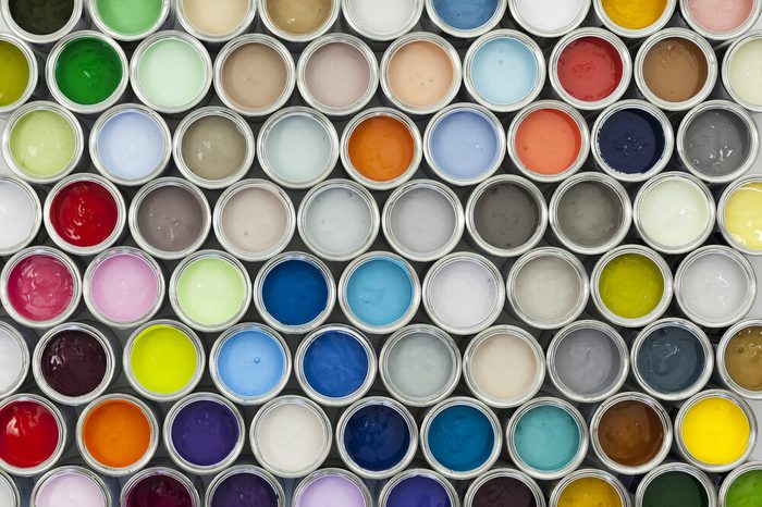 Colorful sample paint pots