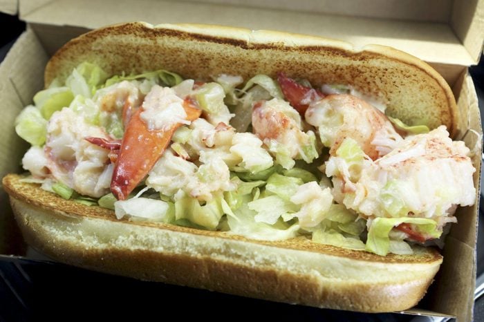 A McLobster sandwich in Nova Scotia. The lobster roll sandwiches are served at fast food restaurants in Atlantic Canada.
