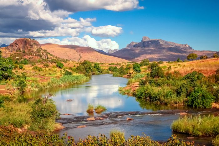 River flowing through countryside in Central Madagascar