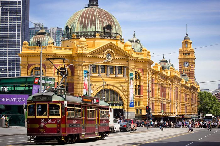 MELBOURNE, AUSTRALIA - OCTOBER 29: Iconic Flinders Street Station was completed in 1910 and is used by over 100,000 people each day - 29 October 2012, Melbourne Australia,