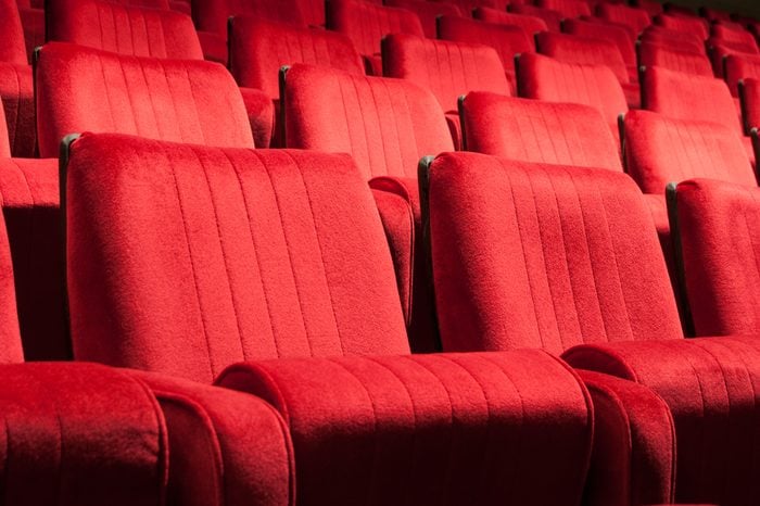 Empty red seats for cinema, theater, conference or concert