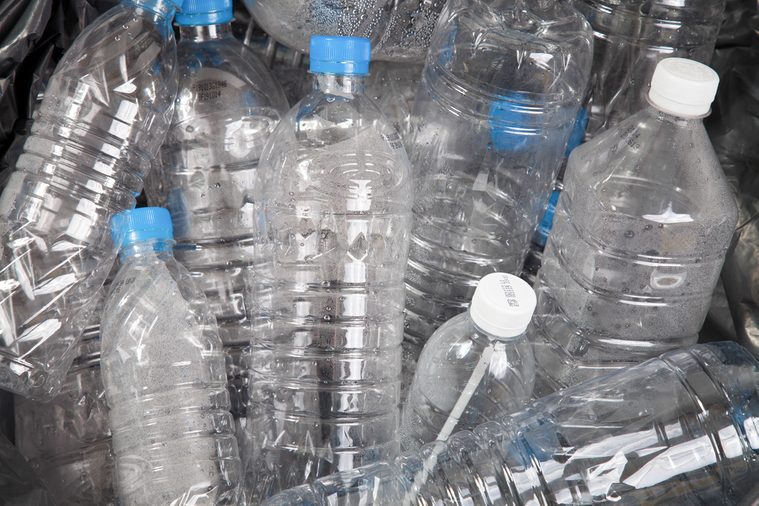 Plastic water bottles in the trash heap