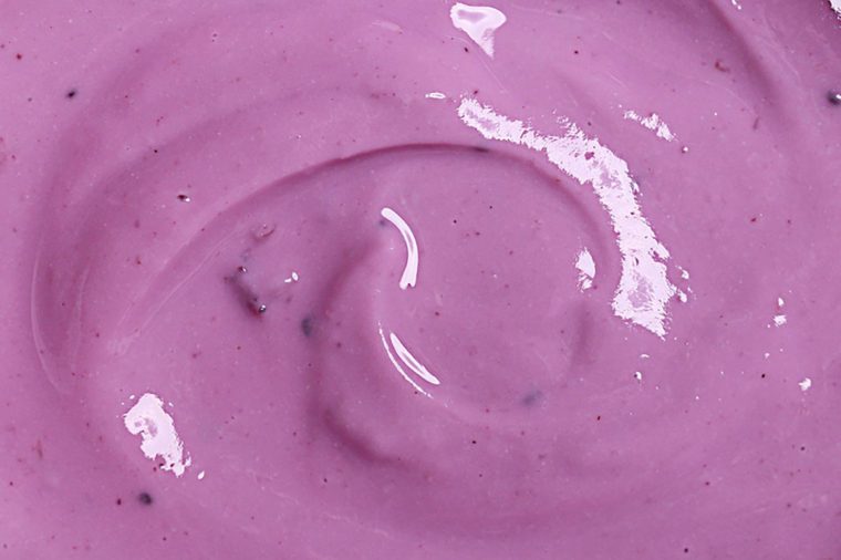 blueberry yogurt in a plastic jar