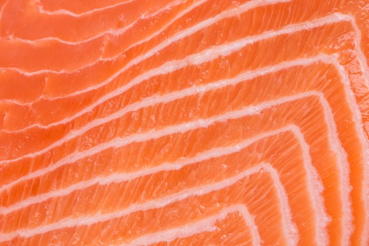 Close up of salmon fillet. Whole background.