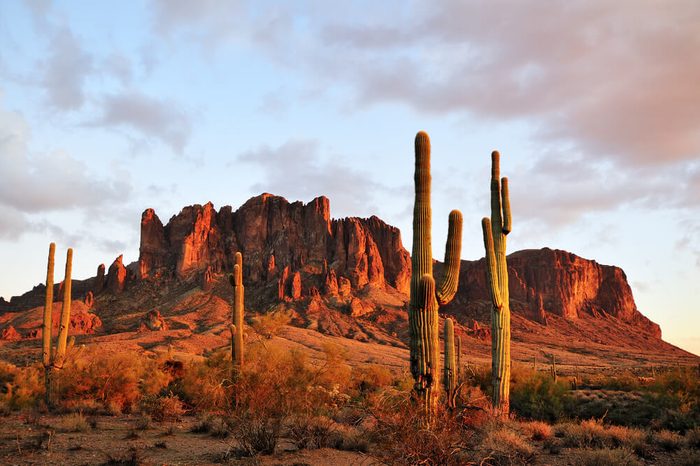 Sunset colors on Superstition Mountain