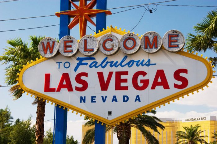 Famous sign welcoming visitors to Las Vegas, Nevada, USA.