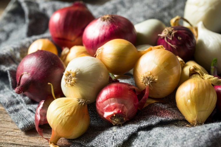 Raw Organic Assorted Pearl Onions Ready to Cut