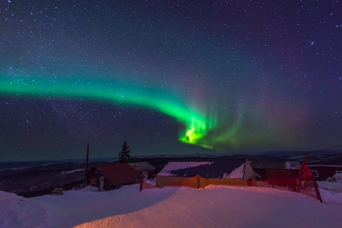 Northern lights ,Aurora borealis, dancing over Fairbank Alaska