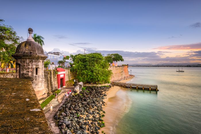 San Juan, Puerto Rico Caribbean coast along Paseo de la Princesa.