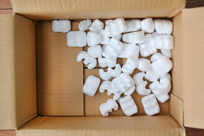 protective white packaging peanuts that provides padding for the object being shipped