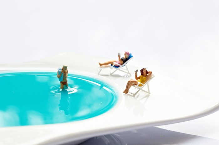 Miniature world. relax by the pool