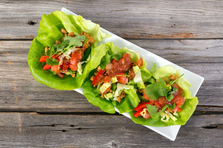 mexican pork lettuce wraps as healthy taco low carb diet