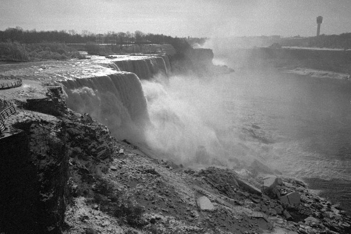 Niagara Falls in New York State is pictured in Nov. 1969, after the flow of water was turned back into the falls following repairs made during the summer and fall of 1969