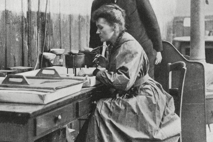 Marie and Pierre Curie in Their Laboratory Paris
