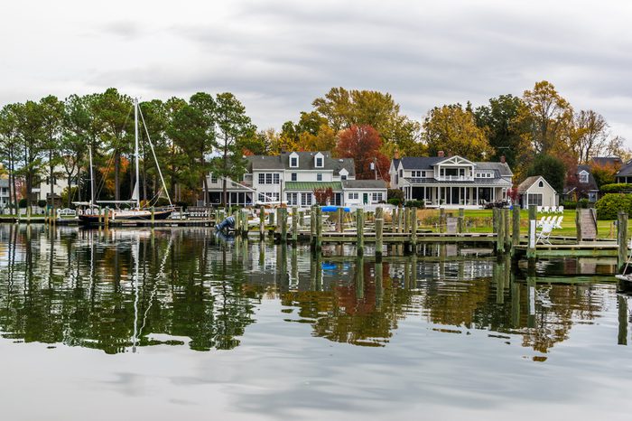 Autumn Color the Chesapeake Bay Shore and Harbor in St Michaels Maryland