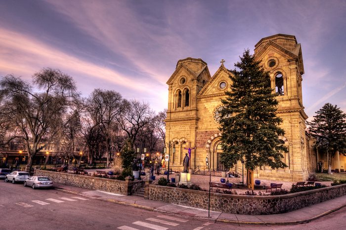 An HDR image of the Cathedral Basilica of St Francis of Assisi in Santa Fe, New Mexico