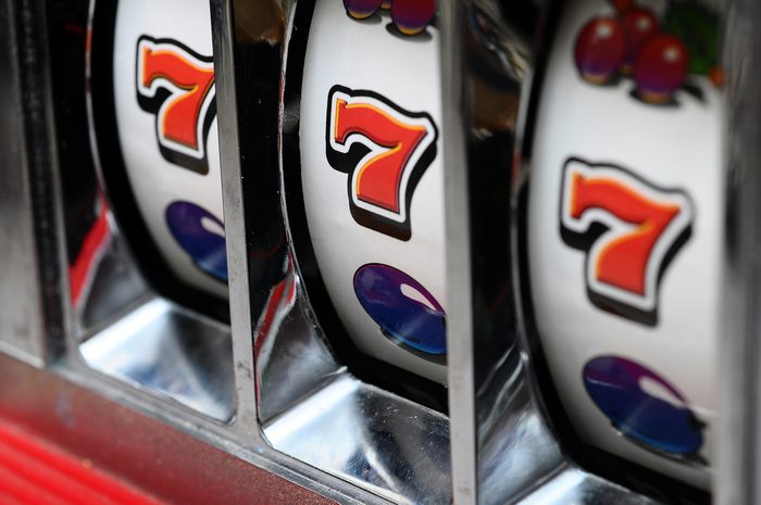Casino slot machine : three seven jackpot detail of rolls