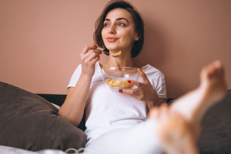 Woman eating cereals