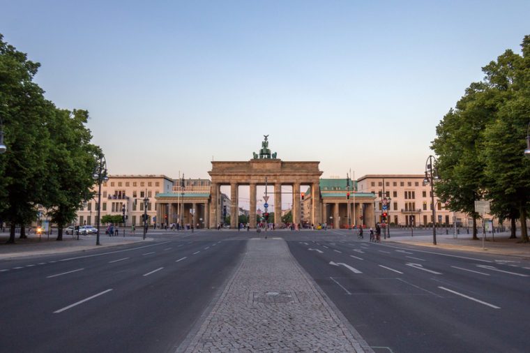 BERLIN, GERMANY - MAY 22, 2014: View on the Brandenburg Gate from in Berlin.