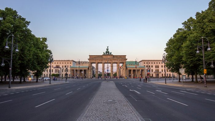 BERLIN, GERMANY - MAY 22, 2014: View on the Brandenburg Gate from in Berlin.