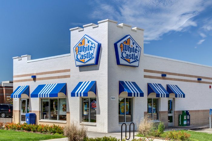 BLOOMINGTON, MN/USA - JUNE 21, 2014: White Castle restuarant exterior. White Castle is a fast food restaurant chain and generally credited as the first fast food chain in the United States.