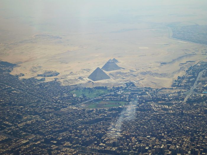Cairo, EGYPT - August 28, 2014: The outskirts of Cairo View from air