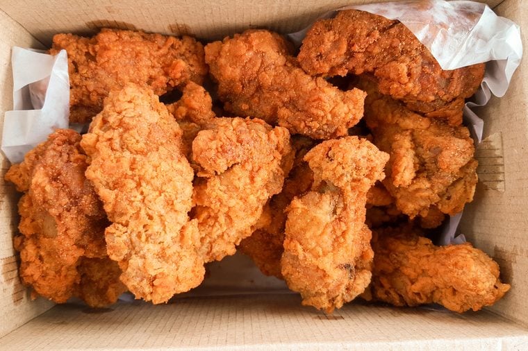 crispy kentucky fried chicken in delivery box