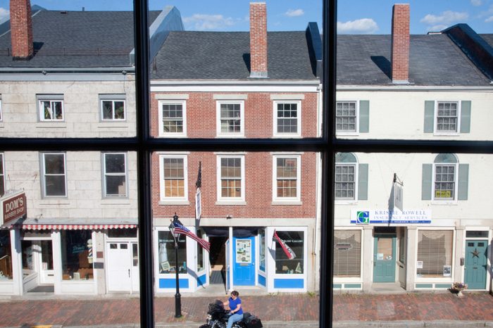 HALLOWELL, ME - JUNE 09: Storefront in Water Street through a window on June 09, 2012 in Hallowell, Maine
