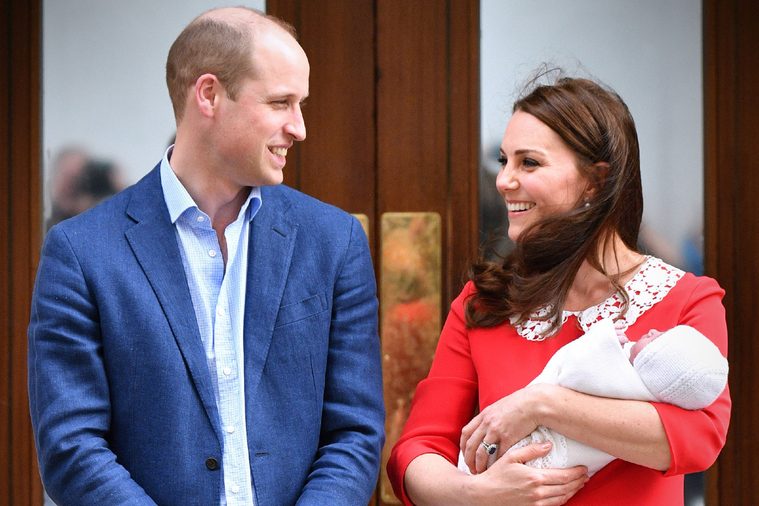 Catherine Duchess of Cambridge and Prince William leaving hospital with their newborn baby boy