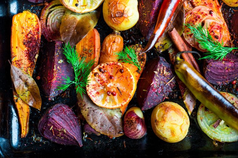 Roasted vegetables, closeup view