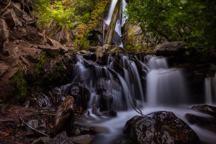 Long exposure of Hunter Creek waterfall just outside Reno and Verdi, Nevada