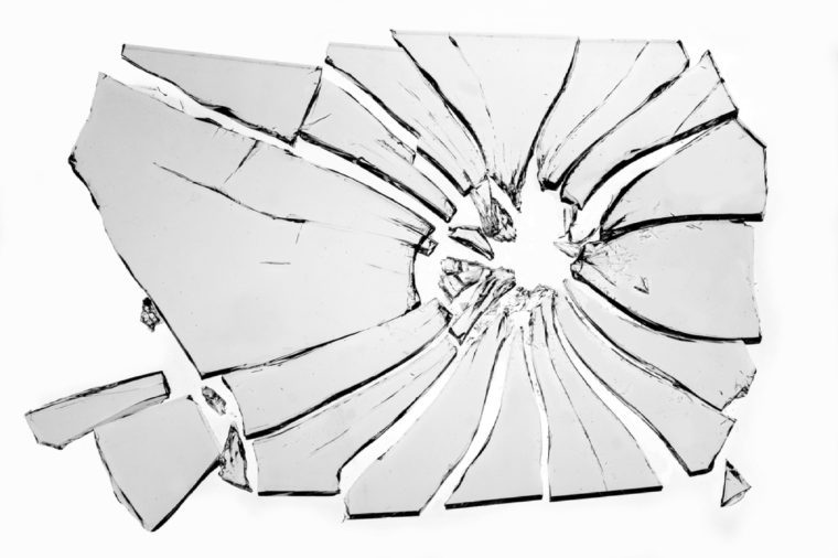 broken glass isolated on white background