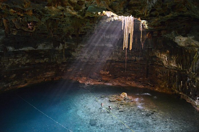 Cenote Samula is 7 km from center of town Valladolid in Yucatan peninsula, Mexico.