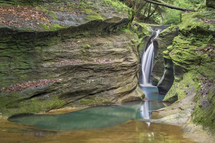 Robinson Falls, sometimes called Corkscrew Falls, is a beautiful little waterfall flowing in the Hocking Hills of Ohio.
