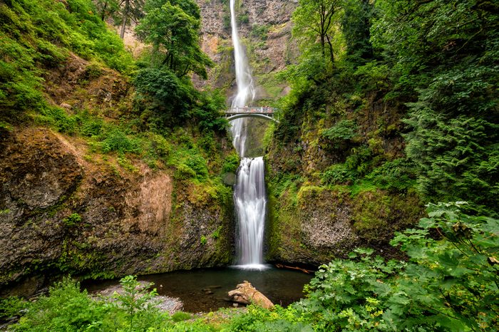 Multnomah Falls in the Columbia River Gorge near Portland Oregon.