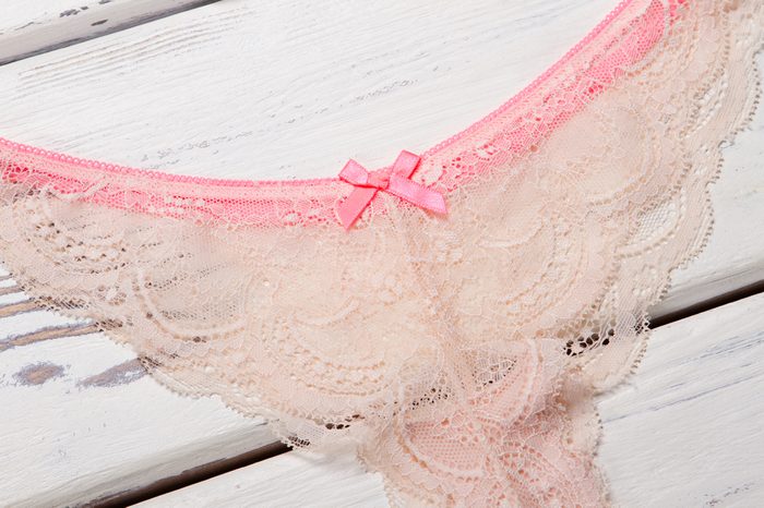 Beautiful elegant pink lace. Women's pink panties with lace.
