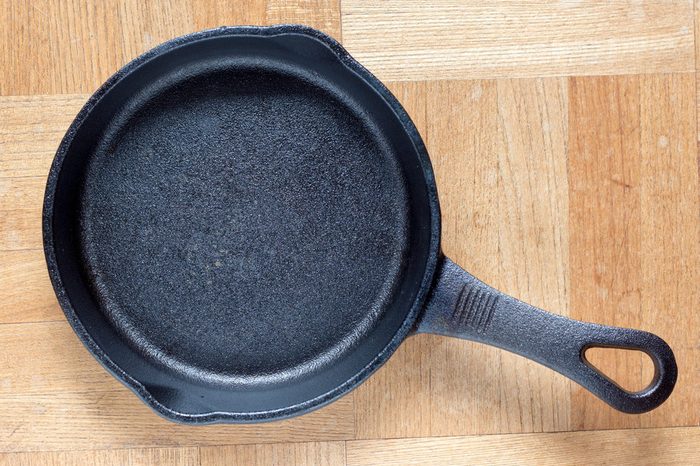 Top view of cast iron skillet
