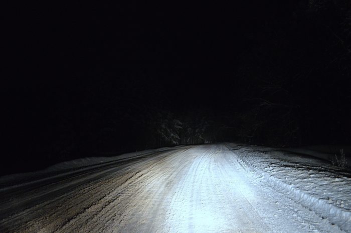 dirt, road winter night
