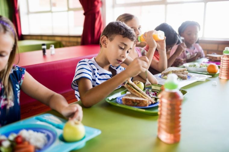 Children eating at the canteen at school