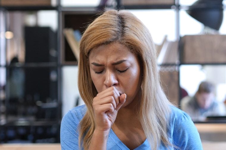 Coughing, Afro-American Woman Suffering From Cough