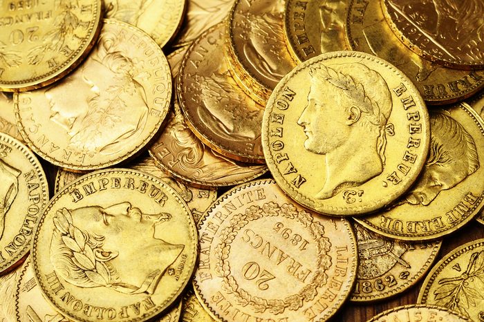 Gold coins background : france napoleon gold coins