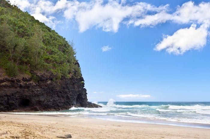 Hanakapiai Beach, one of the worlds most dangerous beaches at the Na Pali Coast in Kauai, Hawaii.