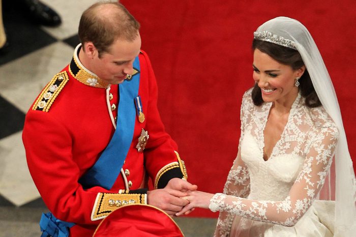 Prince William and Catherine Middleton at Westminster Abbey during their wedding service