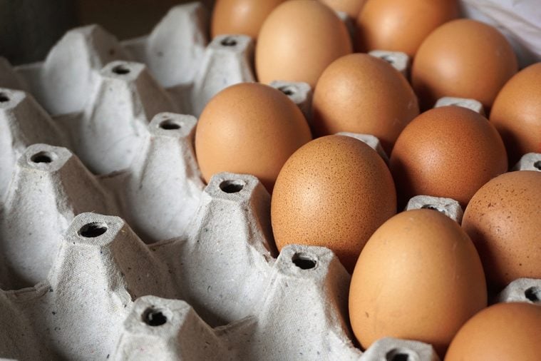 Close up of Chicken eggs,Close of package with eggs ,Eggs in tray, Pack of hen eggs